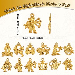 48 stücke konstellation charme anhänger zwölf sternzeichen anhänger legierung charme für schmuck halskette armband ohrring machen handwerk&nbsp;JX340A