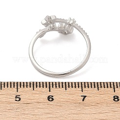 Verstellbare offene Manschettenringe aus Sterlingsilber mit Zirkonia-Stern für Damen&nbsp;RJEW-B128-04