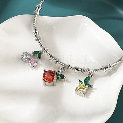 Bracelets à breloques en laiton micro pavé de zircones cubiques pour femmes&nbsp;BJEW-Z089-05P