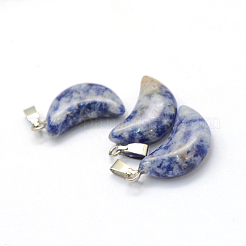 Pendenti con diaspro spot blu naturale luna&nbsp;X-G-Q369-14