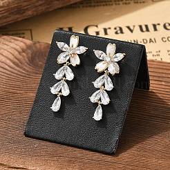 Clous d'oreilles en laiton zircon cubique transparent&nbsp;EJEW-D301-06G-03