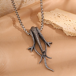 Colliers pendentifs vintage en acier inoxydable 304 avec trois serpents pour hommes&nbsp;WG54BFC-01