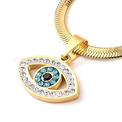 Colliers avec pendentif mauvais œil en acier inoxydable 304 et chaîne serpent en strass&nbsp;NJEW-K273-02G
