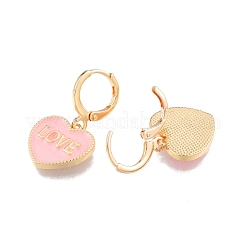 Herz mit Wort Liebe Emaille-Ohrringe&nbsp;EJEW-N012-108B