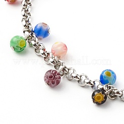 Millefiori Glas Charm Fußkettchen&nbsp;AJEW-AN00441