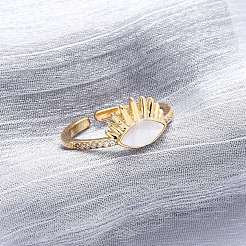 Anelli polsino in ottone con micro pavé di zirconi cubici a conchiglia&nbsp;KK-D363-24C-G
