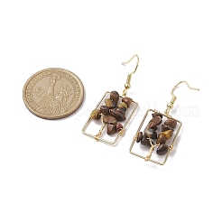 Pendientes colgantes de árbol con chips de ojo de tigre natural&nbsp;EJEW-JE05734-02