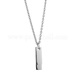 Colliers à pendentif double rectangle vierge en acier inoxydable 304 avec chaîne câble&nbsp;FS-WG7A741-02
