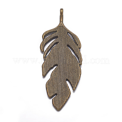 Pendente grande a foglia in lega stile tibetano&nbsp;PALLOY-A15448-AB