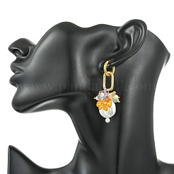 Boucles d'oreilles pendantes en perles baroques keshi naturelles nucléées&nbsp;EJEW-JE07262