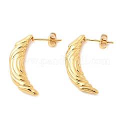 Orecchini a bottone a forma di luna in acciaio inossidabile 304&nbsp;EJEW-P329-05G