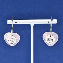 Boucles d'oreilles créoles en quartz rose naturel et acier inoxydable 304 pour femmes&nbsp;EJEW-G475-05P-08