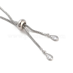 Messing Pavé klar Zirkonia quadratisch Schieber Armband machen&nbsp;BJEW-U005-02P