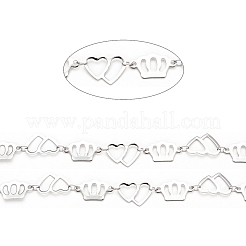Catene con corona e doppio cuore in acciaio inossidabile 201 anti-appannamento&nbsp;CHS-F015-09P-01