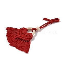 Pendentifs en fil de nylon macramé faits à la main avec perles en bois&nbsp;HJEW-P019-03C