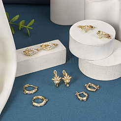 10 Stück Creolen-Ohrringe aus Messing mit Micropave-Kubikzirkonia im 5-Stil&nbsp;EJEW-TA0001-24
