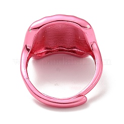 Anillo ajustable de sello rectangular de latón para mujer&nbsp;RJEW-G254-01C