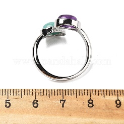 Fingerringe aus natürlichem Amethyst und Amazonit&nbsp;X-RJEW-A068-02P-02