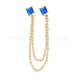 Broche à chaîne carrée en acier inoxydable 304 avec pavé de zircones cubiques&nbsp;JEWB-S021-02G-04