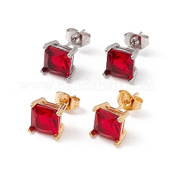 6 paire de petites boucles d'oreilles carrées en zircone cubique&nbsp;EJEW-G291-01C-M