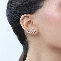 Pendientes de clip con hoja de circonita cúbica transparente y micropavé de plata de ley S925 para mujer&nbsp;YN0481-1