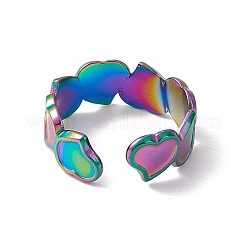 Placcatura ionica (ip) 304 anello polsino aperto avvolgente a forma di cuore in acciaio inossidabile per donna&nbsp;RJEW-C045-15M