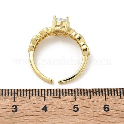 Messing Micro Pave Zirkonia Manschette offene Ringe&nbsp;RJEW-C163-25A-G