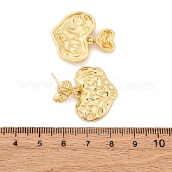 Pendientes colgantes de latón con forma de corazón martillado&nbsp;EJEW-R025-23G