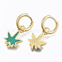 Aretes tipo argolla de latón y esmalte&nbsp;EJEW-T014-28G-02-NF
