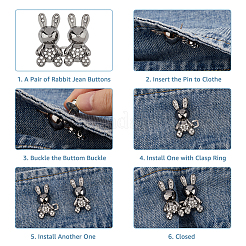 10 Stück verstellbare Jeans-Anstecker in Kaninchenform&nbsp;AJEW-DC0001-17