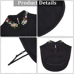 Abnehmbarer Kragen aus Polyester mit Blumenstickerei&nbsp;AJEW-WH20006-242B