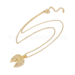 Colliers avec pendentif ailes d'ange en laiton micro pavé et zircone cubique transparente&nbsp;NJEW-Z088-02G