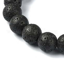 Bracelet extensible en perles rondes en agate craquelée teinte naturelle et en pierre de lave&nbsp;BJEW-TA00444-02