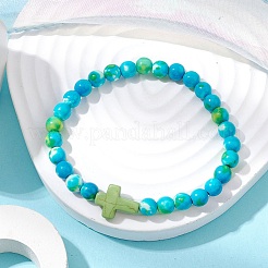 Bracelets extensibles en pierres précieuses synthétiques&nbsp;BJEW-JB11015-05