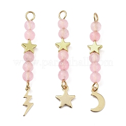 3 stücke 3 arten natürliche rose quarz facettierte runde perlen anhänger&nbsp;PALLOY-JF03604-03