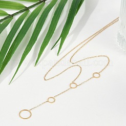 Ionenbeschichtung (IP) 304 Edelstahl Ring Quaste Anhänger Kabel Kette Halsketten für Frauen&nbsp;NJEW-P320-04G
