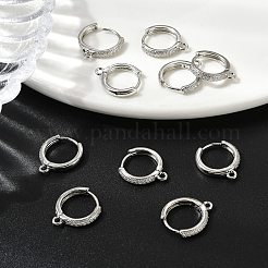 Accessoires de boucles d'oreilles créoles en laiton Shegrace avec micro-pavé de zirconiums cubiques transparents&nbsp;XGR0155P-95P