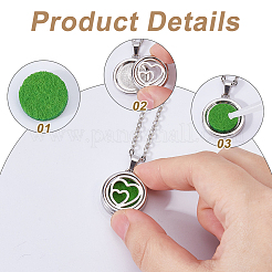 2 set di collana con ciondolo a forma di medaglione per diffusore di oli essenziali in lega cava&nbsp;NJEW-HS0001-22B
