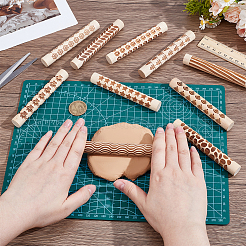 10 rouleau à pâtisserie en bois de 10 styles&nbsp;DIY-WH0308-835