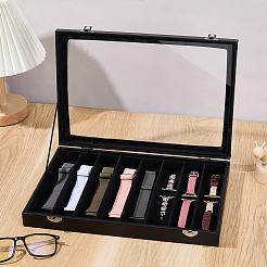 8 Gitter PU-Leder Schmuck Uhrenarmband Organizer Displayboxen&nbsp;CON-WH0107-80