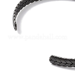 Offene Armreifen aus chirurgischem Edelstahl 316 mit Blattmotiv für Damen&nbsp;BJEW-P319-03B-AS