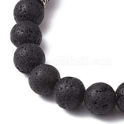 Pulseras elásticas con cuentas de chakra de roca de lava natural redonda de 9mm para mujer&nbsp;BJEW-JB10890
