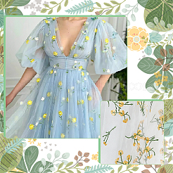 Spitzenstoff aus Polyester mit Blumenmuster und Stickerei&nbsp;AJEW-WH0314-267