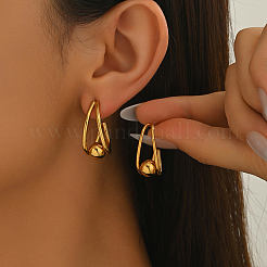 Boucles d'oreilles en forme de larme avec clous ronds en acier inoxydable&nbsp;UU4012