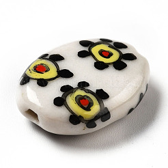 Abalorios de la porcelana hecha a mano impresos&nbsp;PORC-F005-01D