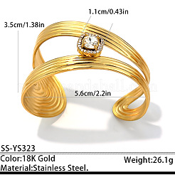 Bracciali rigidi aperti da donna in acciaio inossidabile 304 con strass di cristallo.&nbsp;WG66922-01