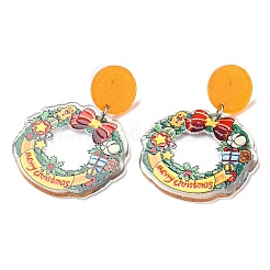 Weihnachts-Ohrstecker aus Acryl mit Stift aus 304er Edelstahl für Damen&nbsp;EJEW-D060-01D