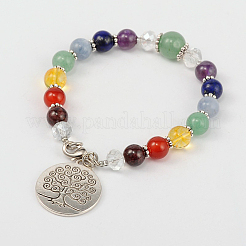 Multicolor pulseras chakra piedra preciosa&nbsp;BJEW-JB01691