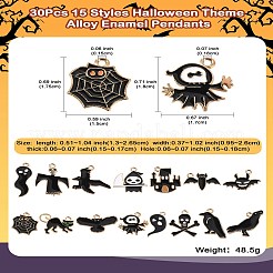 30pcs 15 Arten Halloween-Thema-Legierungs-Emaille-Anhänger&nbsp;ENAM-CJ0006-44