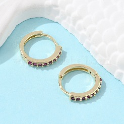 Boucles d'oreilles créoles en laiton zircon cubique micro pavé&nbsp;EJEW-L231-41G